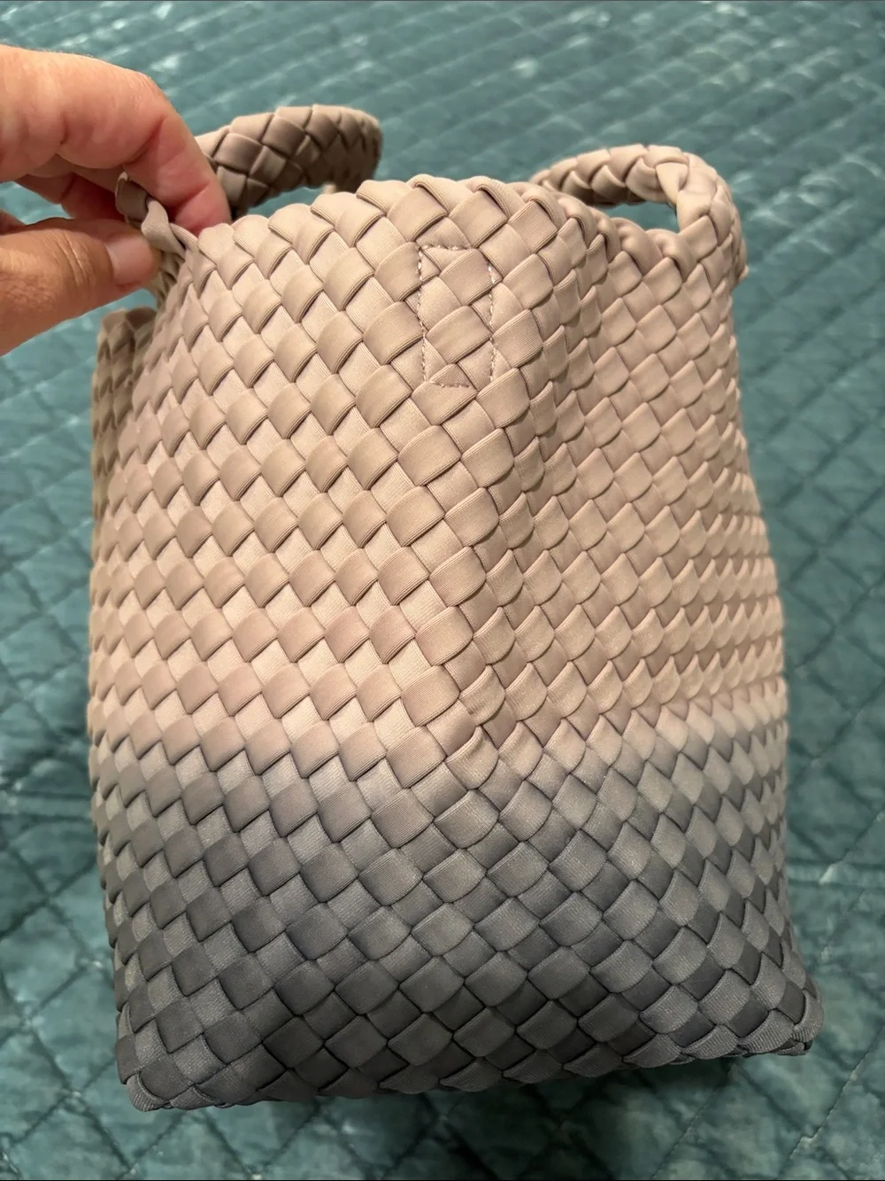 Nagshedi NYC St. Barth’s Woven Top-Handle Tote in Navy/purple